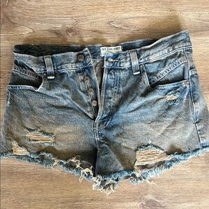 We The Free Blue Distressed Jean Shorts